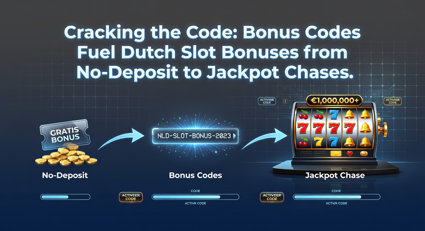 Voorbeeldscherm van een Nederlands casino met bonuscode-invoer, free spins teller en een progressieve jackpot-meter op de achtergrond