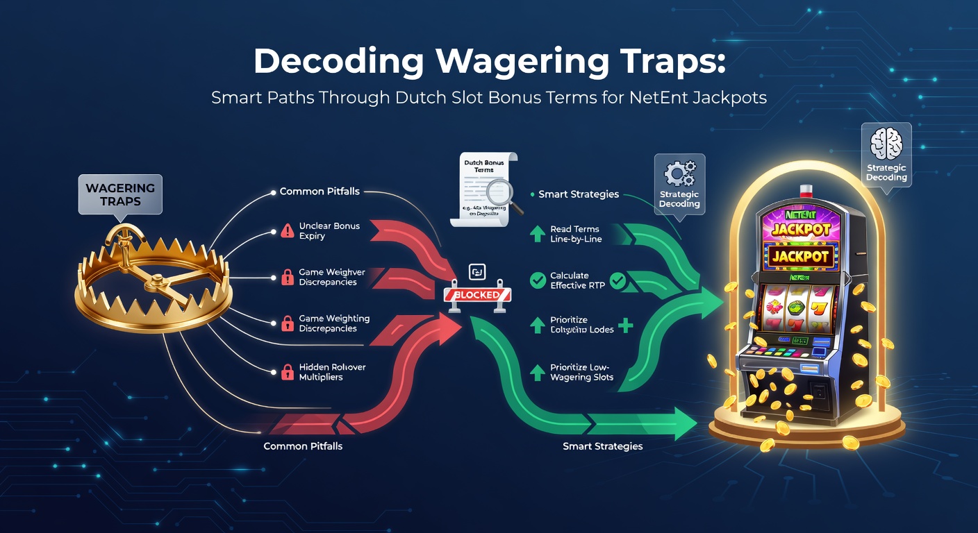 Voorbeeldscherm van NetEnt jackpot slot met bonusvoorwaarden overlay, toonend wagering berekeningen en valkuilen