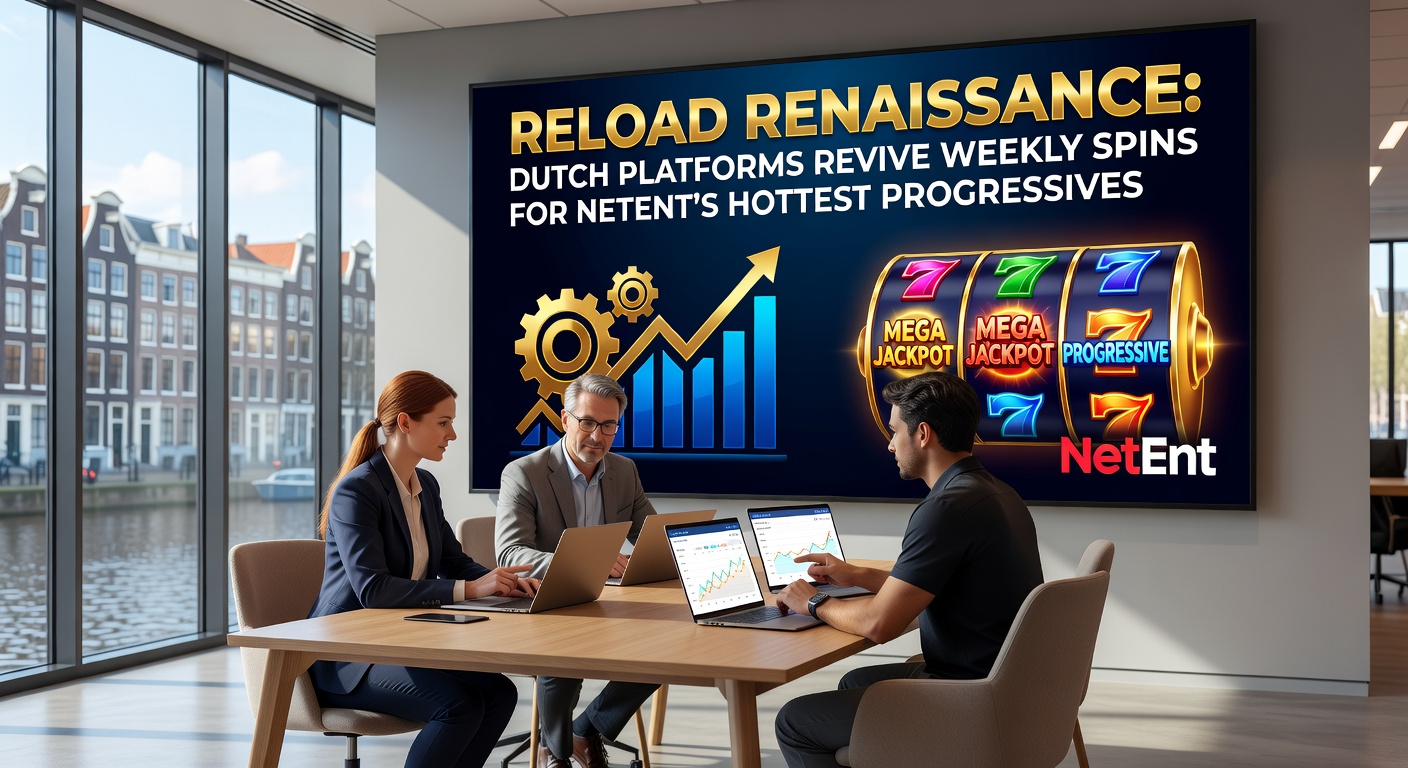 Schermafbeelding van een Nederlands casino platform met actieve reload bonus promotie op NetEnt progressieve slots, inclusief jackpot meters en free spin aanbiedingen
