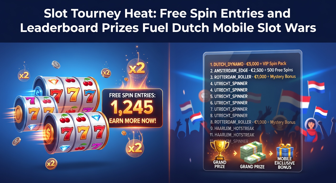 Spannende slottoernooi-leaderboard op een Nederlands mobiel scherm met free spins en prijzen in de spotlight