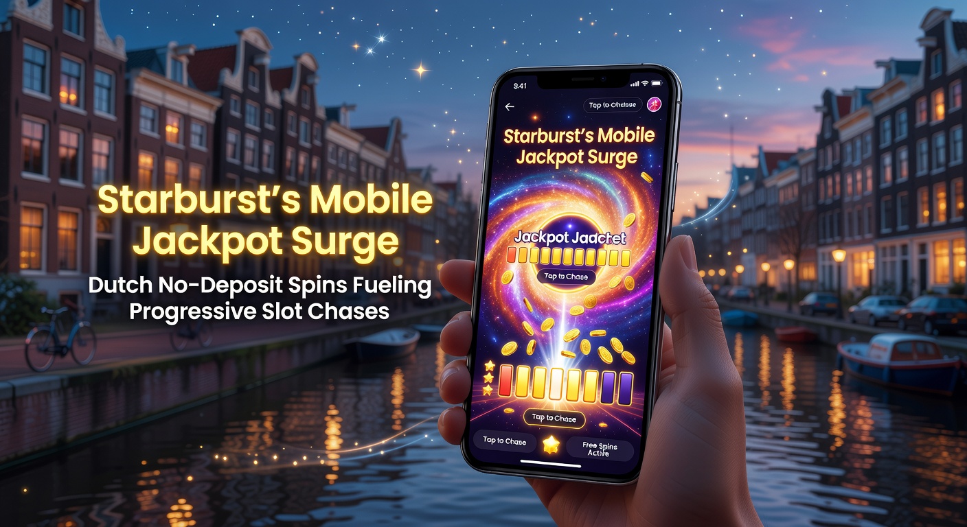 Grafiek met stijgende mobiele jackpot curves en Nederlandse vlag met Starburst symbolen