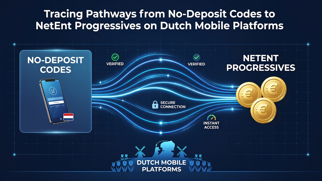 Illustratie van mobiele casino-apps met NetEnt-slots en no-deposit codes op Nederlandse apparaten