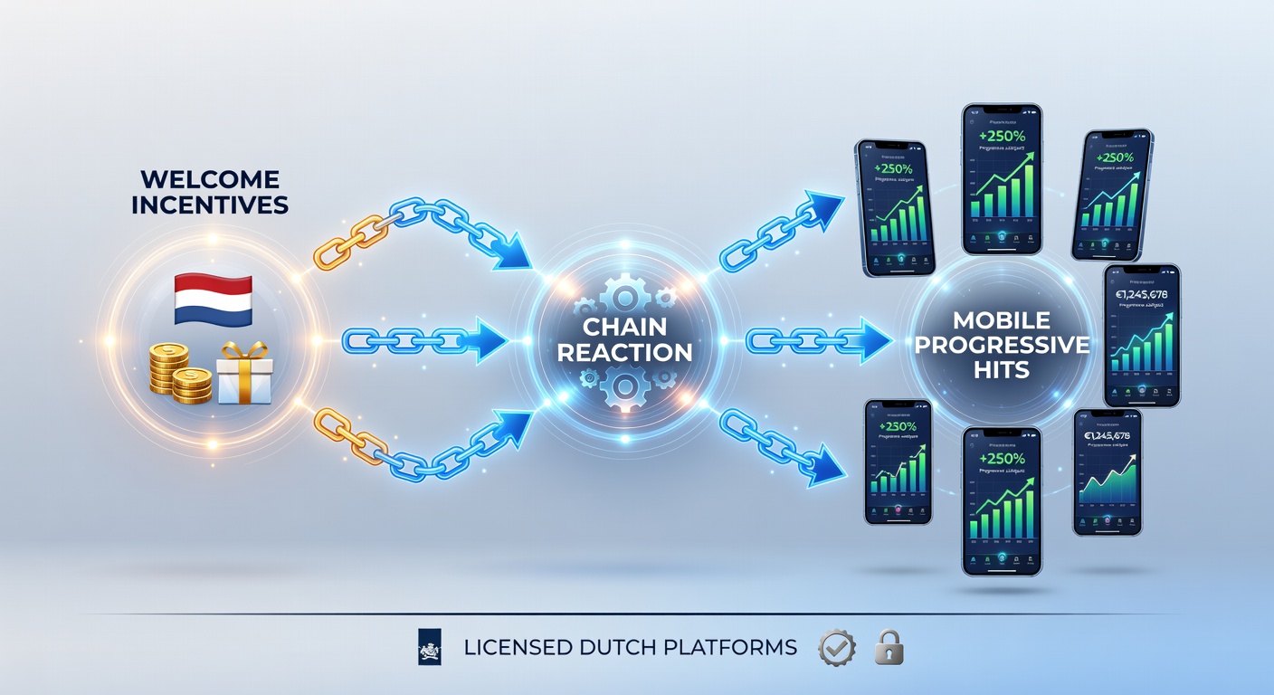 Illustratie van de overgang van welkomstbonussen naar mobiele progressieve slots op Nederlandse platforms