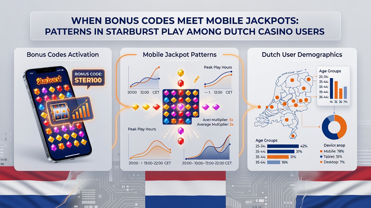 Grafiek met patronen van Starburst jackpot activiteit en mobiele bonus codes in Nederland